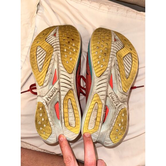 Men’s Hoka Mach X 2 running shoes Grapefruit/Electric Coral Size 10 - Picture 6 of 7